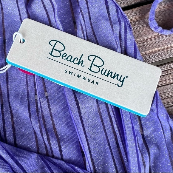 Beach Bunny Hutton Sheer Stripe Wrap Skirt Swim Beach Coverup OS Lavender NWT - Picture 10 of 12